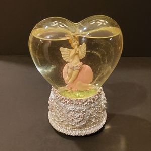 Heart Shaped Angel / Cherub Glitter Snow Globe “The Impossible Dream” Musical